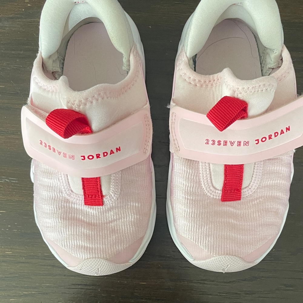 Jordan Kids Light Pink and Red Sneakers